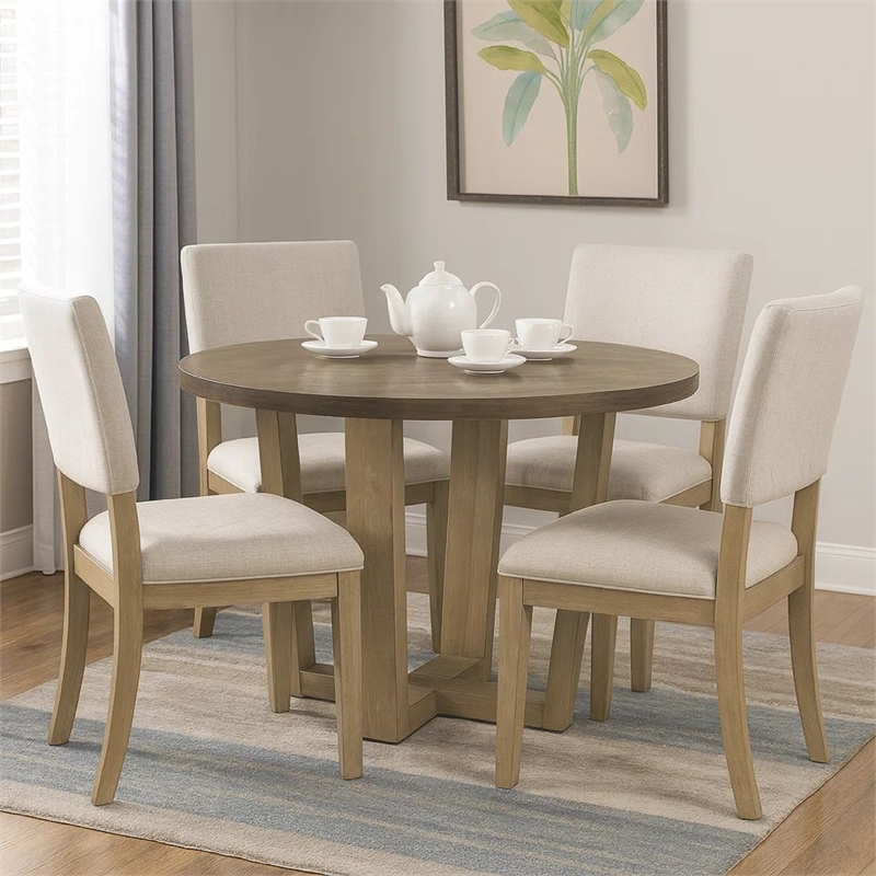 Bowery Hill 47 in Round Dining Table in Vintage Walnut Brown