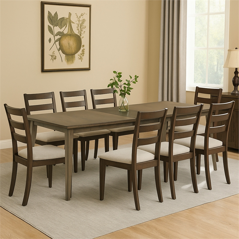 Bowery Hill 72 to 88 in Extendable Dining Table in Walnut Brown