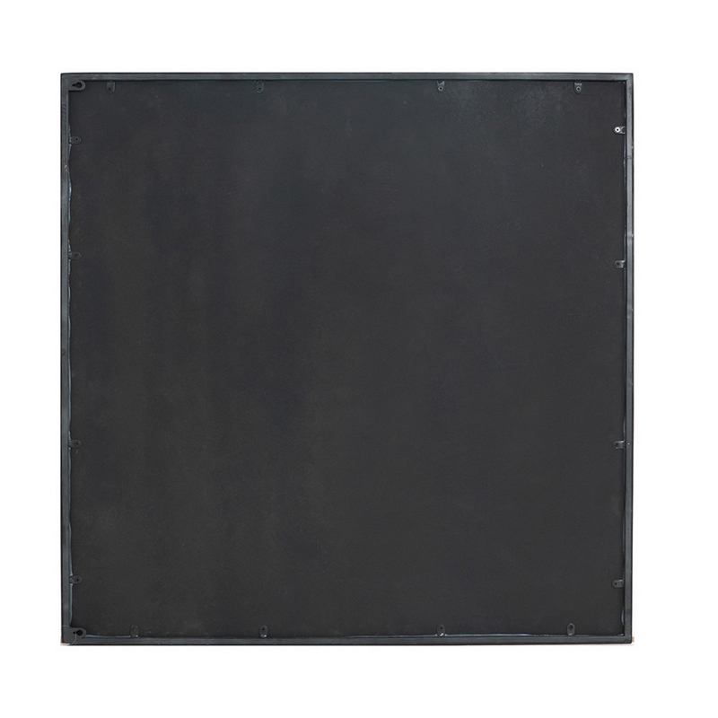 Bowery Hill 36 in Square Metal Frame Wall Mirror in Antique Black