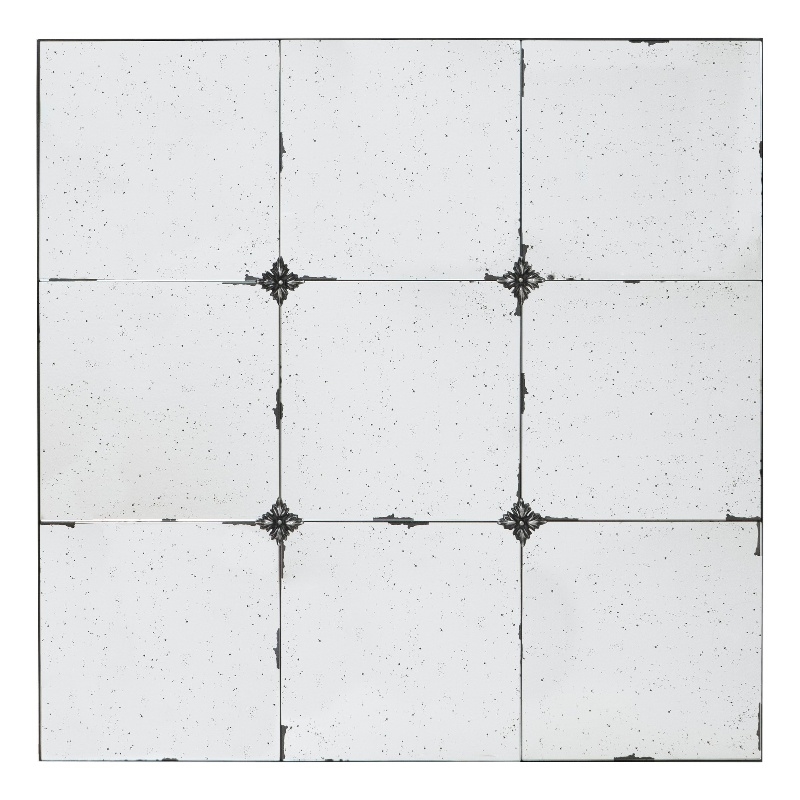 Bowery Hill 36 in Square Metal Frame Wall Mirror in Antique Black