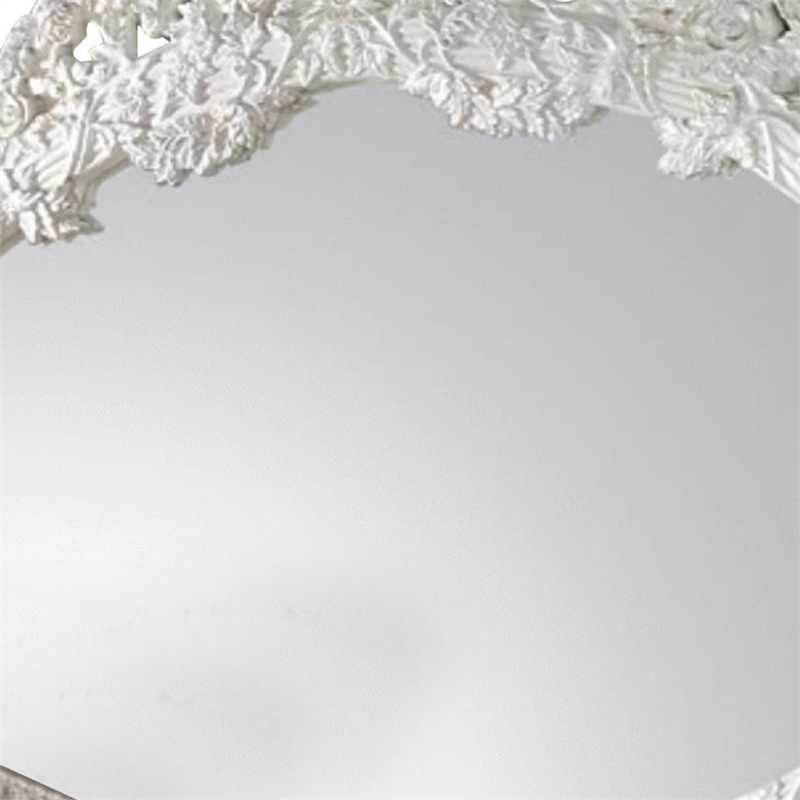 Bowery Hill 69 in Oval Wall Mirror with Carved Wood Frame in White