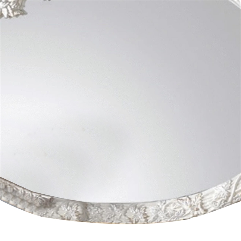 Bowery Hill 69 in Oval Wall Mirror with Carved Wood Frame in White