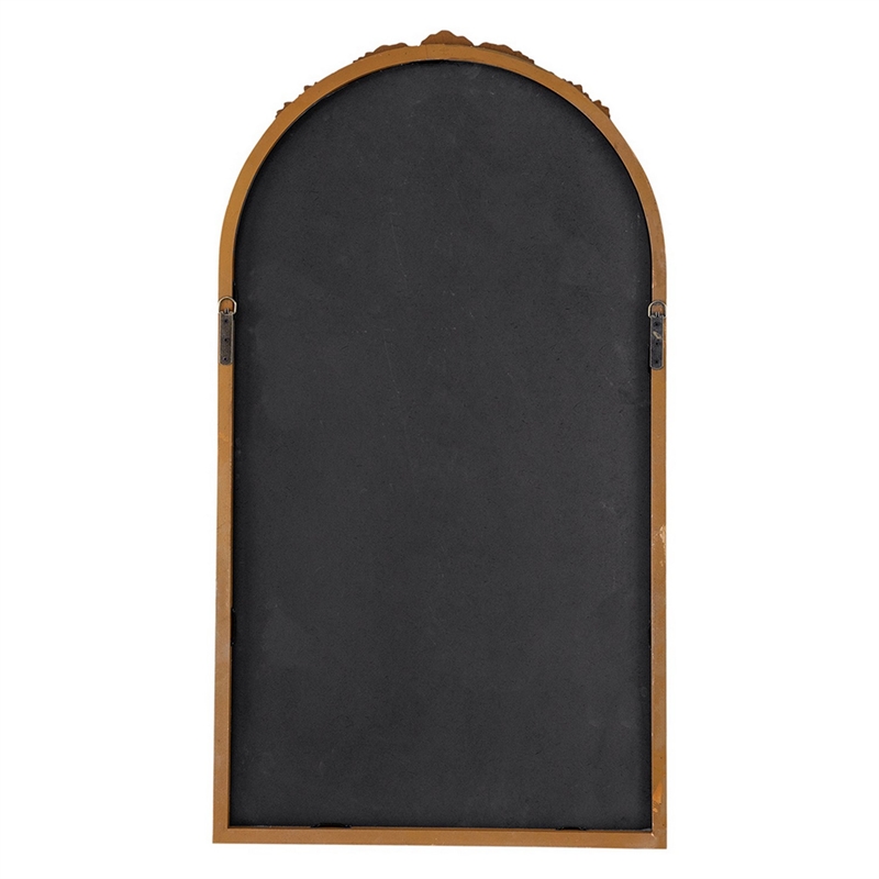Bowery Hill 42 in Arched Carved Rose Wall Mirror in Espresso Brown