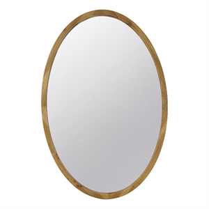 Bowery Hill 33&quot Mountable Oval Fir Wood Accent Wall Mirror in Natural Brown