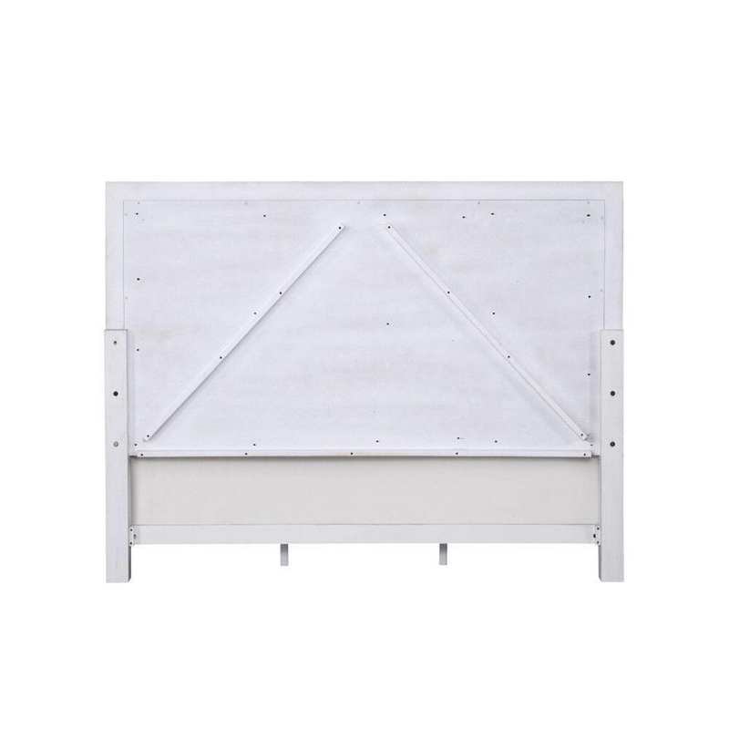 Bowery Hill King Channel Tufted Bed in Gray Fabric with White Wood Frame