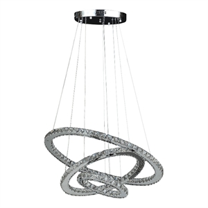 Bowery Hill 12-47&quot Adjustable LED Chandelier with Offset Circle in Chrome