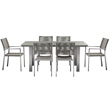 Bowery Hill 7 Piece Aluminum Outdoor Dining Set with Gray Rope Seating