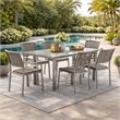 Bowery Hill 7 Piece Aluminum Outdoor Dining Set with Gray Rope Seating