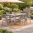 Bowery Hill 7 Piece Aluminum Outdoor Dining Set with Gray Rope Seating