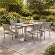 Bowery Hill 7 Piece Aluminum Outdoor Dining Set with Gray Rope Seating