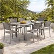 Bowery Hill 7 Piece Aluminum Outdoor Dining Set with Gray Rope Seating