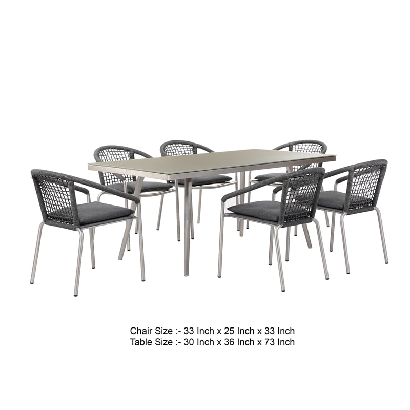 Bowery Hill 7 Piece Outdoor Dining Set in Slate Gray Rope with Aluminum