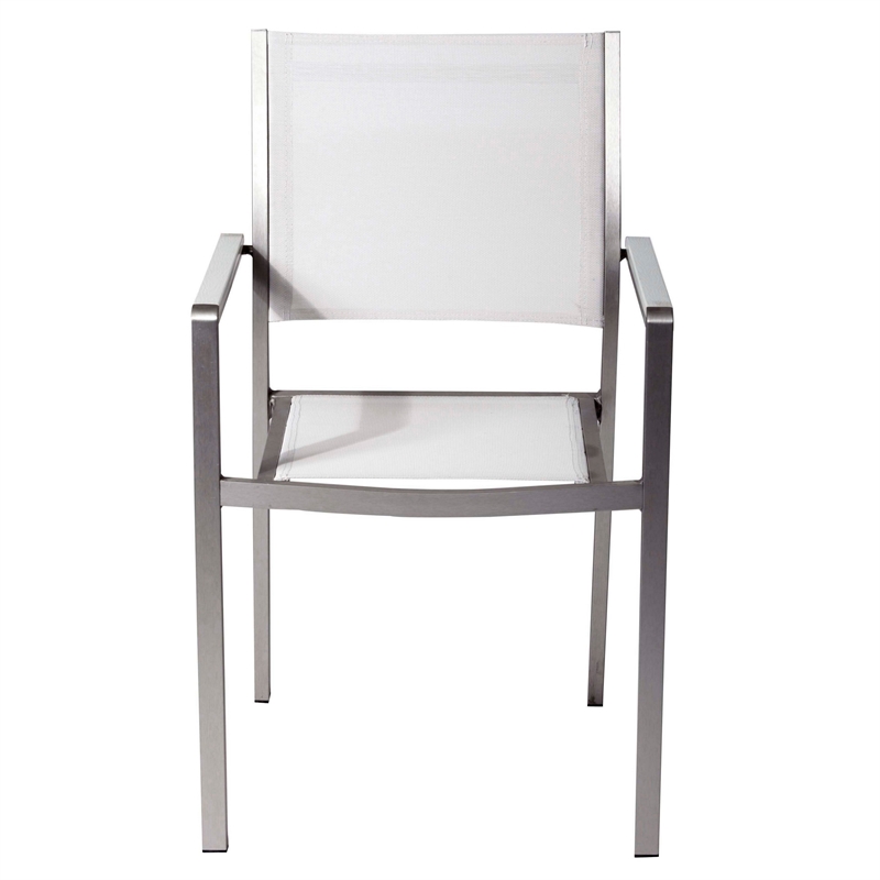 Bowery Hill 7 Piece Outdoor Dining Set with Textilene Mesh Seating in White