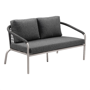 Bowery Hill 57&quot Outdoor Sofa with Upholstery in Silver Aluminum