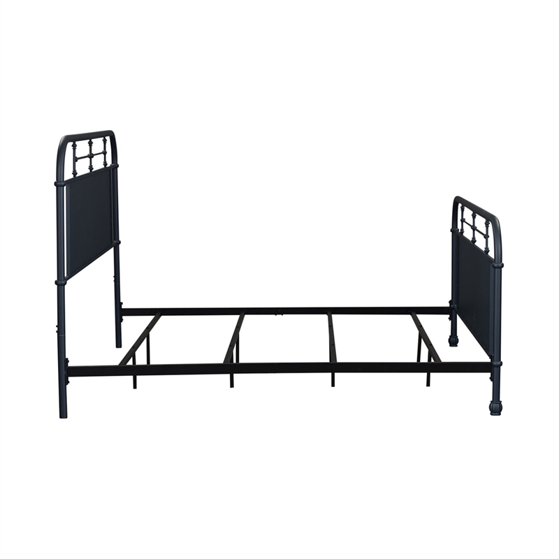 Bowery Hill King Metal Bed with Spindles and Center Panel in Navy