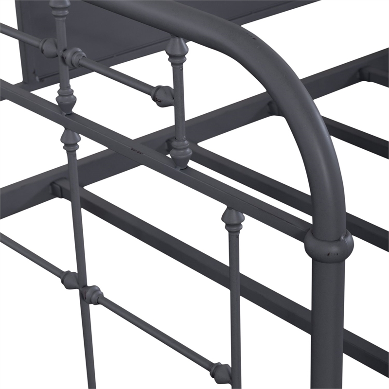 Bowery Hill King Metal Bed with Spindles and Center Panel in Navy