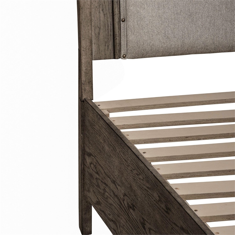 Bowery Hill Queen Upholstered Storage Bed with Cedar Lined Drawers in Brown