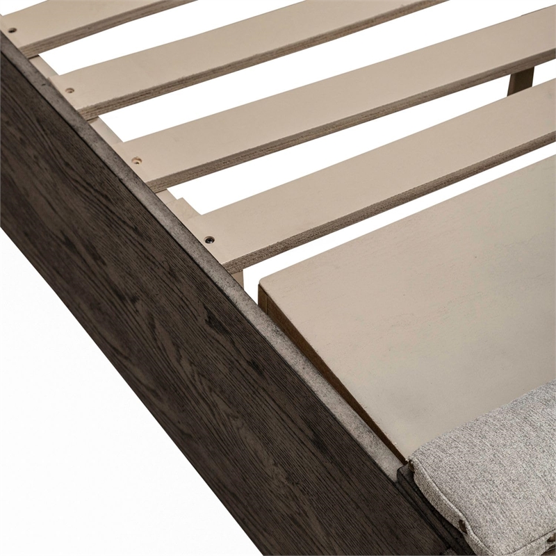 Bowery Hill Queen Upholstered Storage Bed with Cedar Lined Drawers in Brown