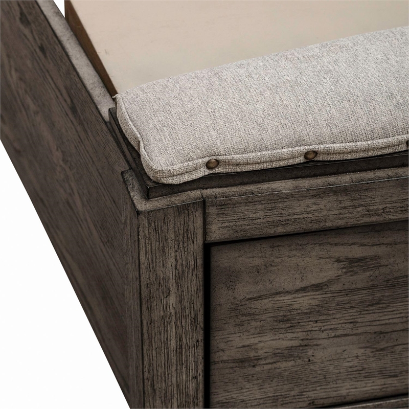 Bowery Hill King Upholstered Storage Bed with Cedar Lined Drawers in Brown