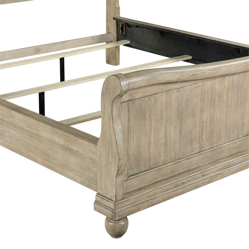 Bowery Hill King Sleigh Bed with Louis Philippe Styling in Saddle Tan Brown