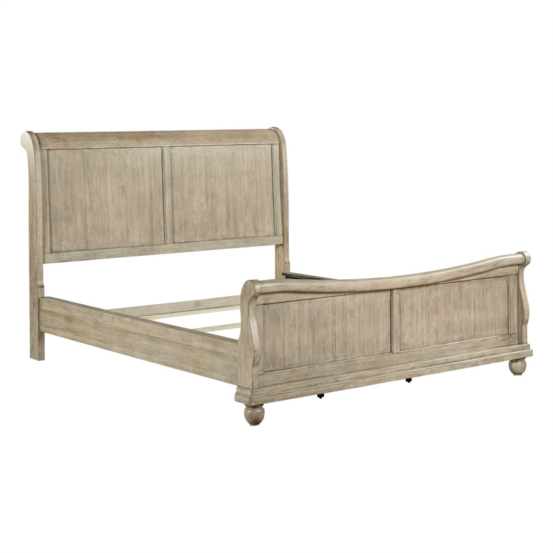 Bowery Hill King Sleigh Bed with Louis Philippe Styling in Saddle Tan Brown