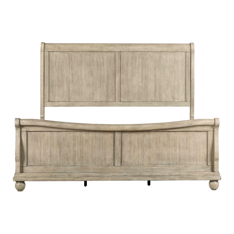 Bowery Hill King Sleigh Bed with Louis Philippe Styling in Saddle Tan Brown