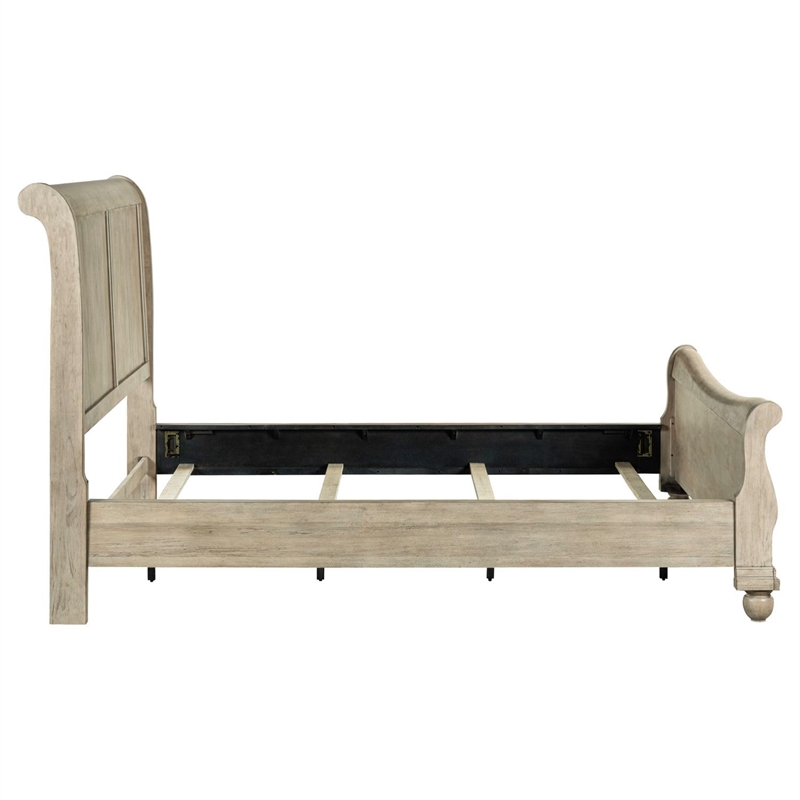 Bowery Hill King Sleigh Bed with Louis Philippe Styling in Saddle Tan Brown