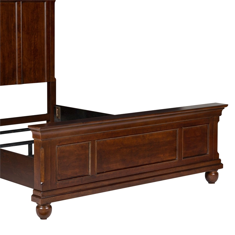Bowery Hill Queen Panel Bed with Crown Headboard and Molding in Cherry