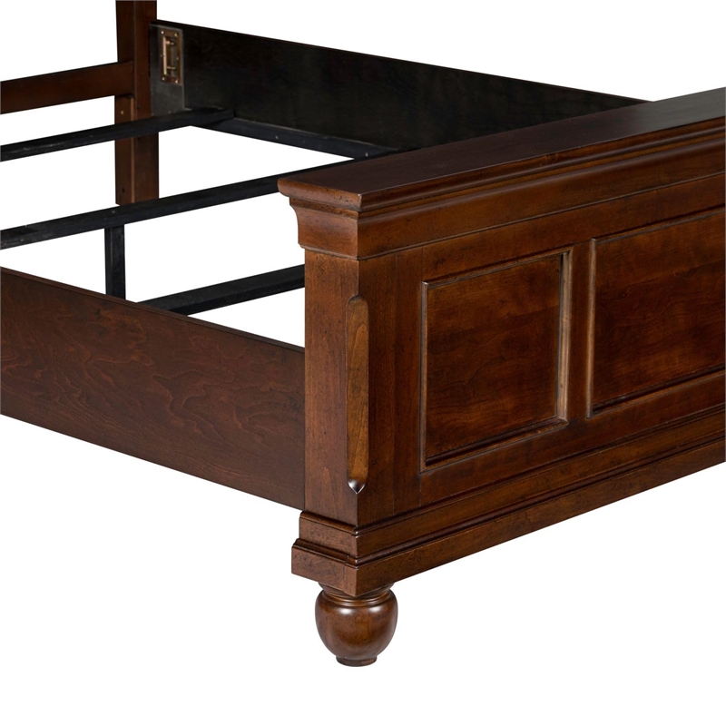Bowery Hill Queen Panel Bed with Crown Headboard and Molding in Cherry