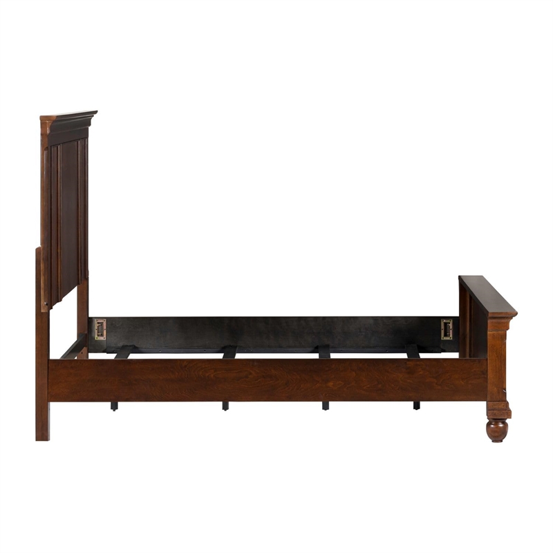 Bowery Hill Queen Panel Bed with Crown Headboard and Molding in Cherry