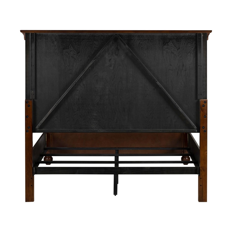 Bowery Hill Queen Panel Bed with Crown Headboard and Molding in Cherry