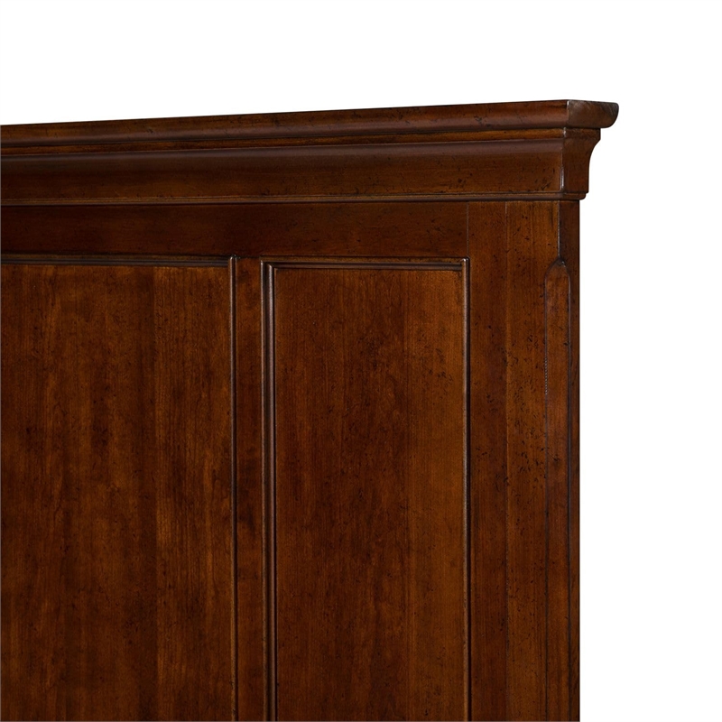Bowery Hill Queen Panel Bed with Crown Headboard and Molding in Cherry