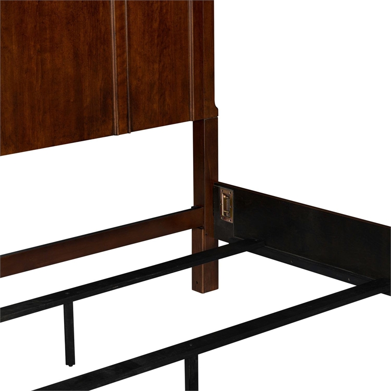 Bowery Hill Queen Panel Bed with Crown Headboard and Molding in Cherry