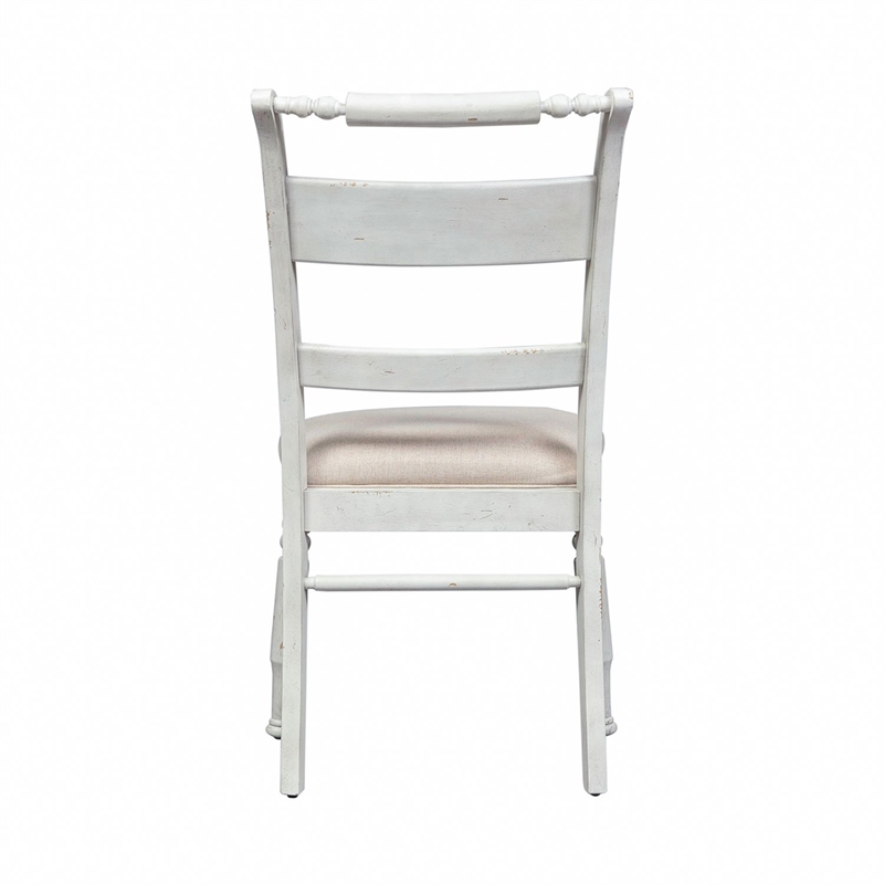 Bowery Hill Slat Back Dining Chairs Set of 2 with Linen Upholstery in White