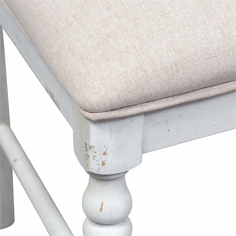 Bowery Hill Slat Back Dining Chairs Set of 2 with Linen Upholstery in White
