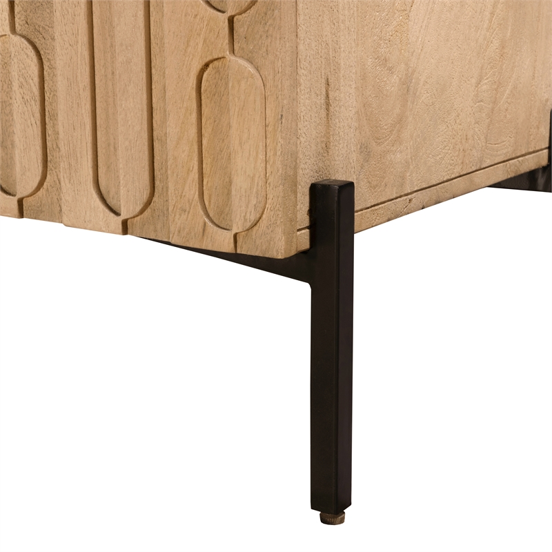 Bowery Hill 4 Door Sideboard with Carved Wood Detailing in Oak Natural