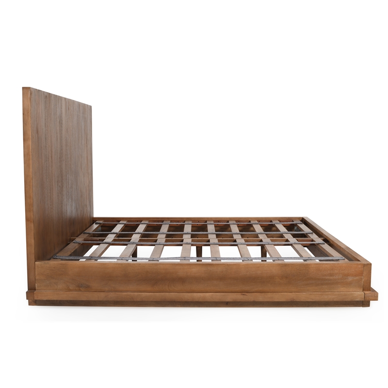 Bowery Hill Queen Bed with Low Profile Frame in Spice Tan on Mango Wood