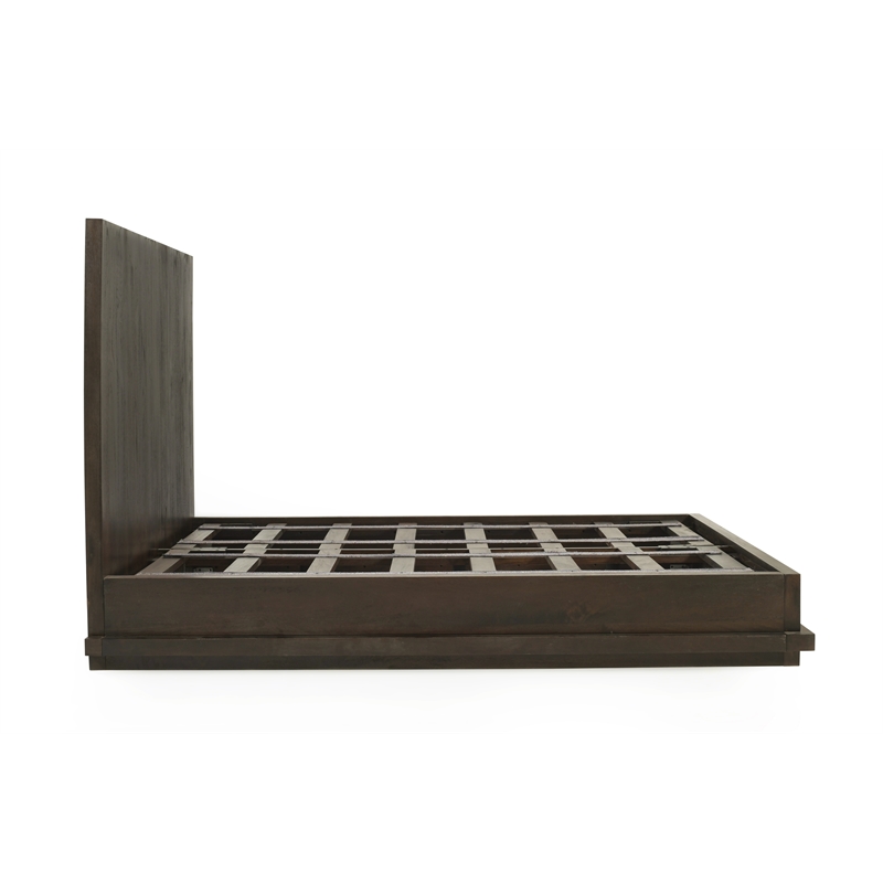 Bowery Hill King Bed with Low Profile Frame in Barista Brown on Mango Wood