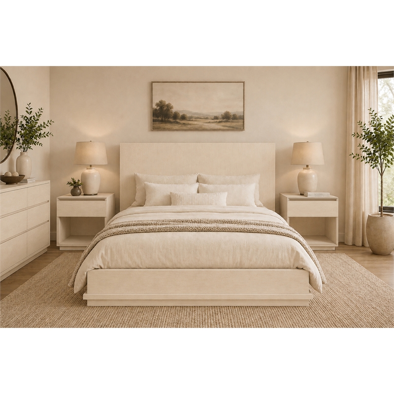 Bowery Hill California King Bed with Low Profile in Stone Natural Wood