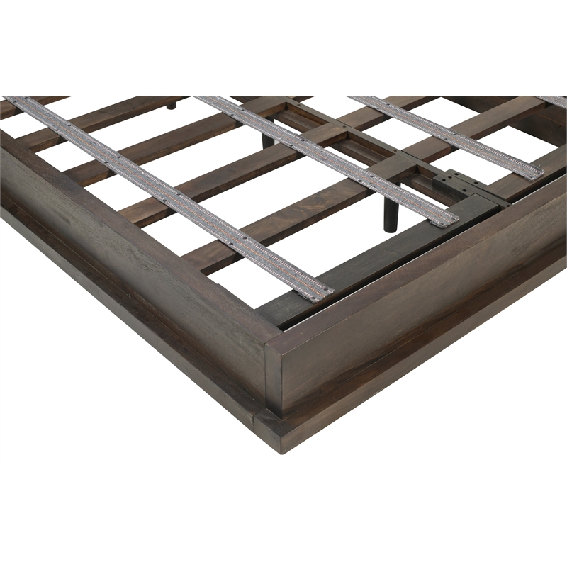 Bowery Hill Queen Bed with Low Profile Frame in Barista Brown on Mango Wood