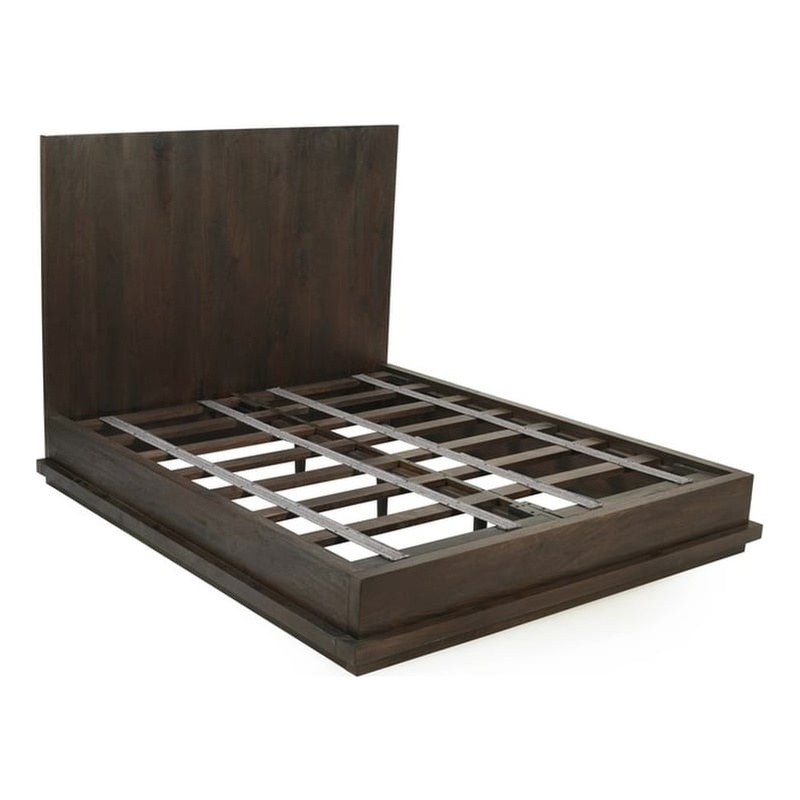Bowery Hill Queen Bed with Low Profile Frame in Barista Brown on Mango Wood