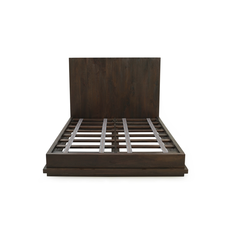 Bowery Hill Queen Bed with Low Profile Frame in Barista Brown on Mango Wood