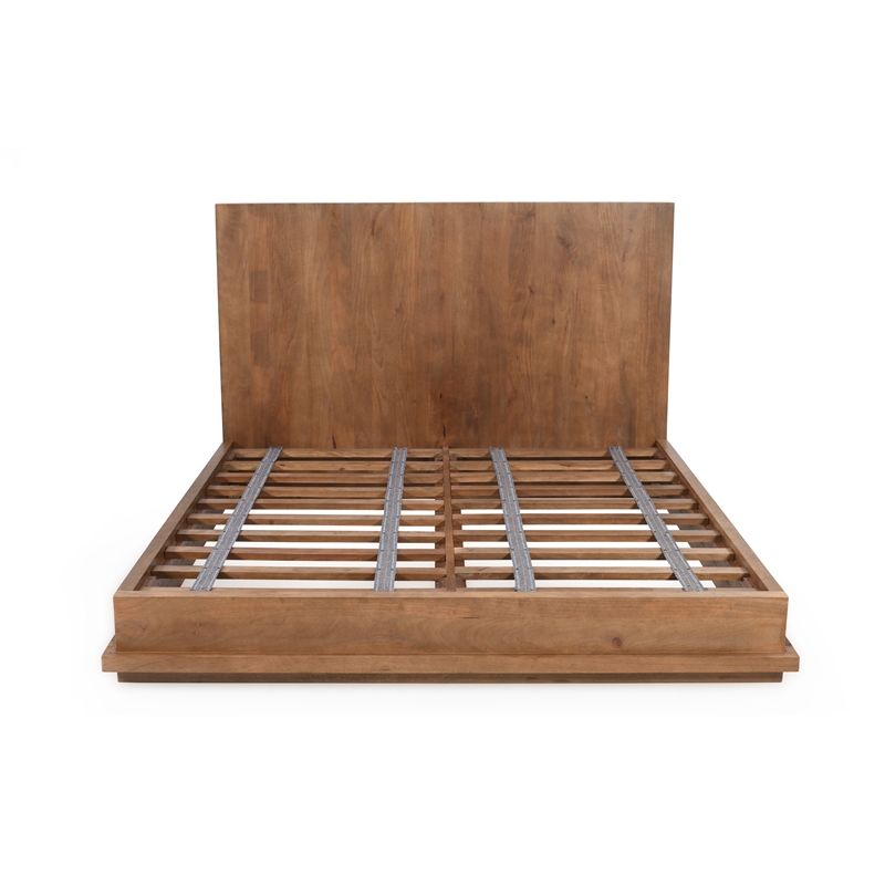 Bowery Hill Eastern King Bed with Low Profile Frame in Spice Tan Mango Wood