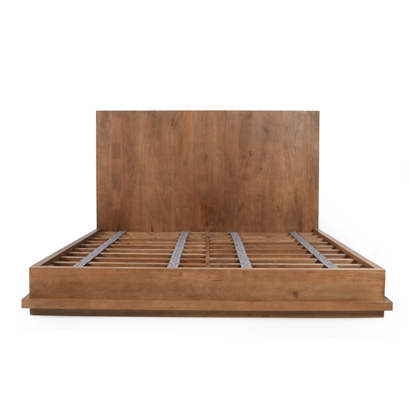 Bowery Hill Eastern King Bed with Low Profile Frame in Spice Tan Mango Wood