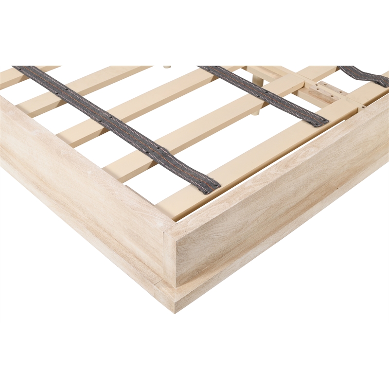 Bowery Hill King Bed with Low Profile Frame in Stone Natural on Mango Wood