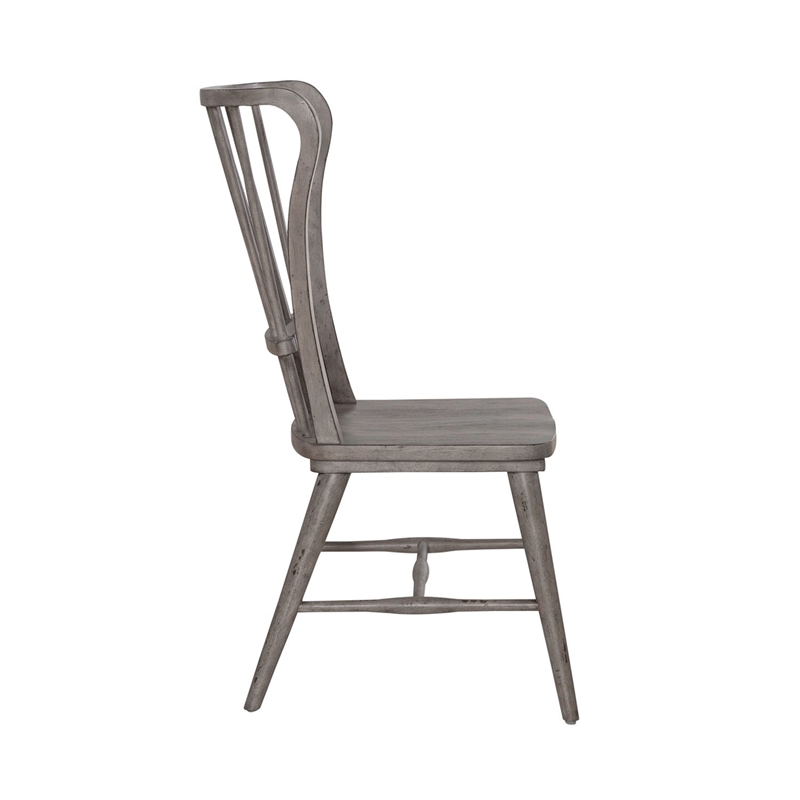 Bowery Hill Windsor Back Dining Chairs Set of 2 with Saddle Seat in Gray