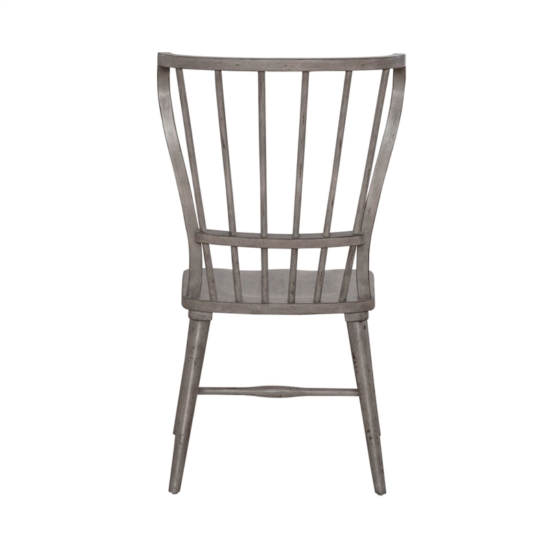 Bowery Hill Windsor Back Dining Chairs Set of 2 with Saddle Seat in Gray