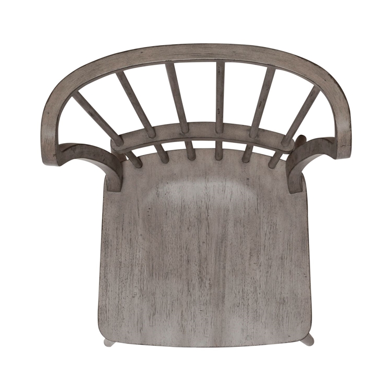 Bowery Hill Windsor Back Dining Chairs Set of 2 with Saddle Seat in Gray