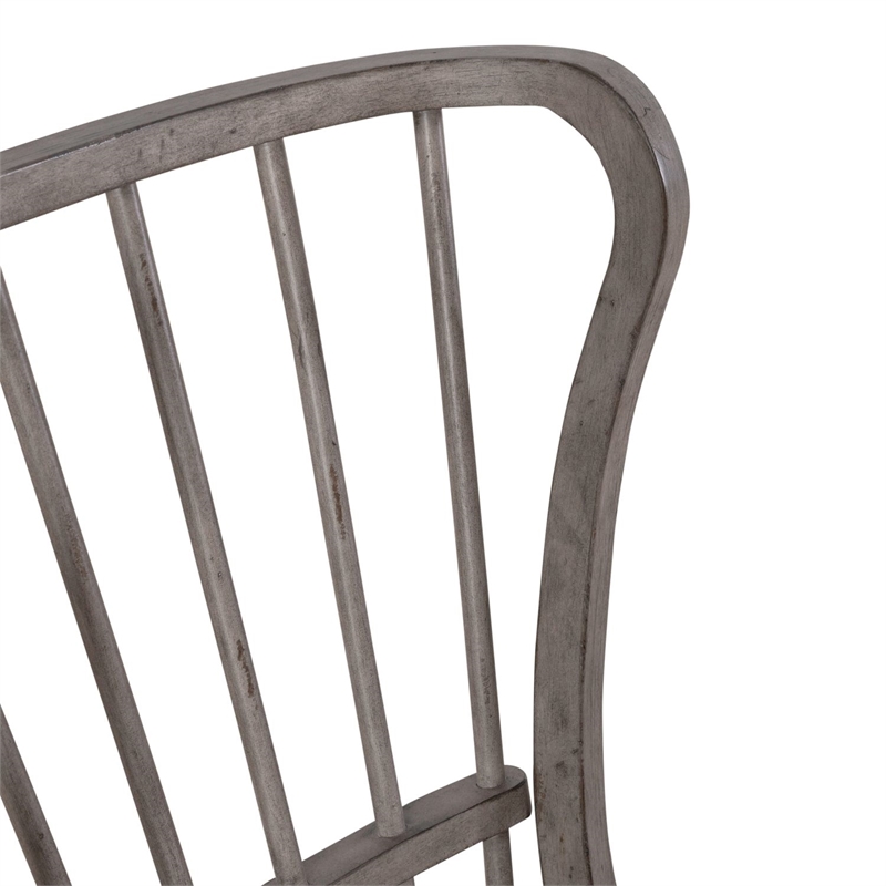Bowery Hill Windsor Back Dining Chairs Set of 2 with Saddle Seat in Gray
