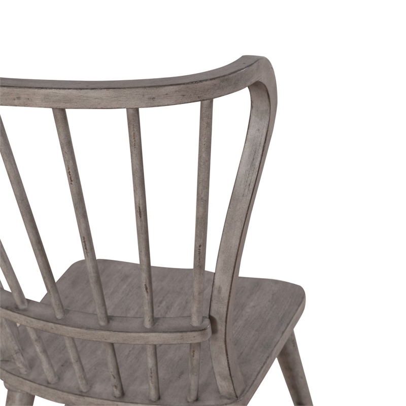Bowery Hill Windsor Back Dining Chairs Set of 2 with Saddle Seat in Gray